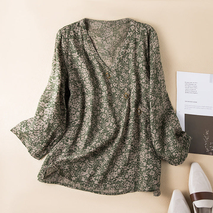 Women’s Blouse | Printed V-Neck