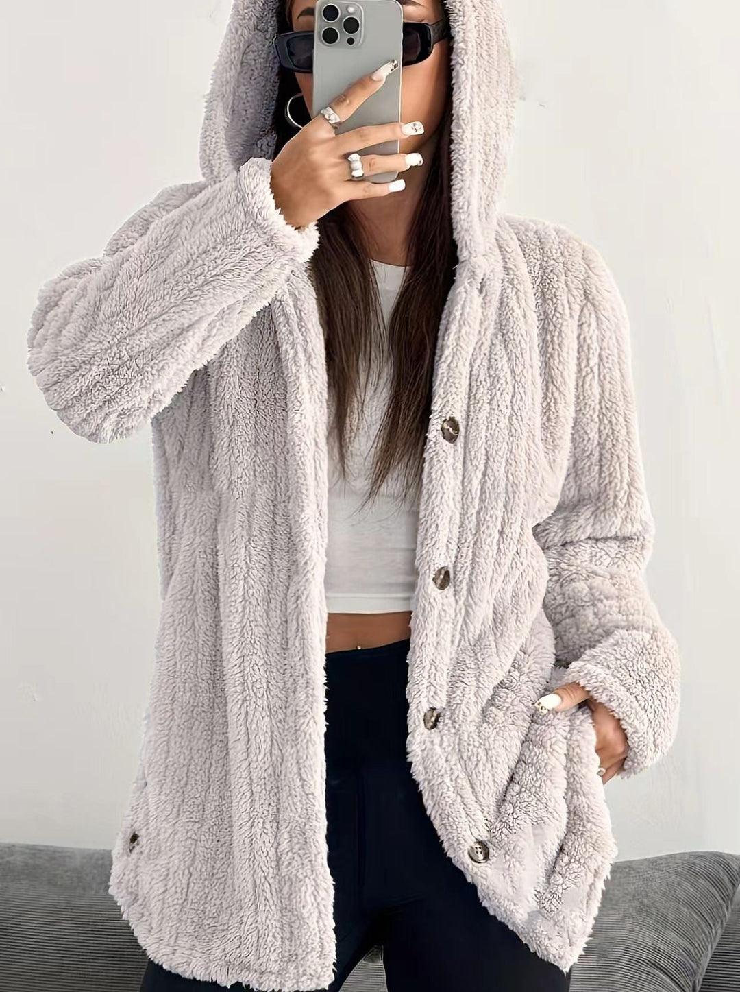 Women’s Cardigan | Button Front Hooded Neckline