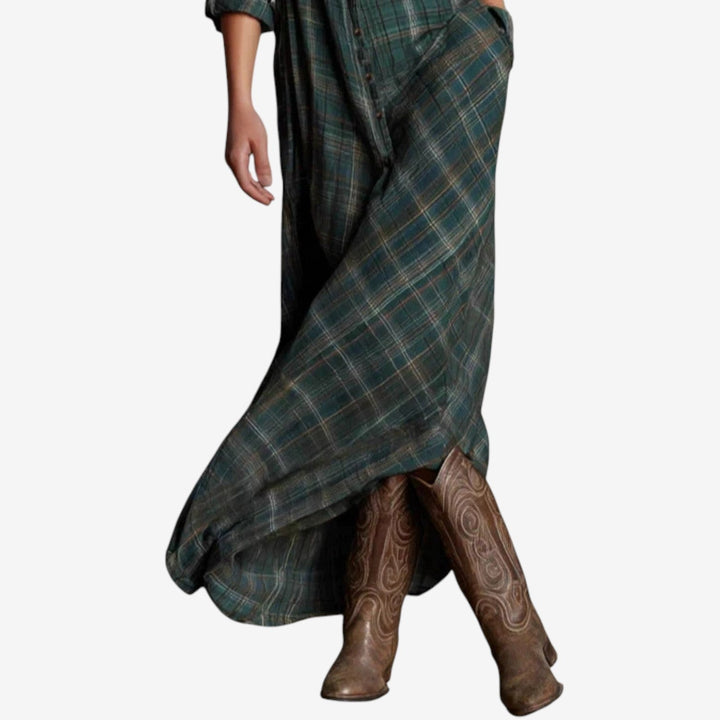 Women's Dress | Collared Neckline Plaid Pattern