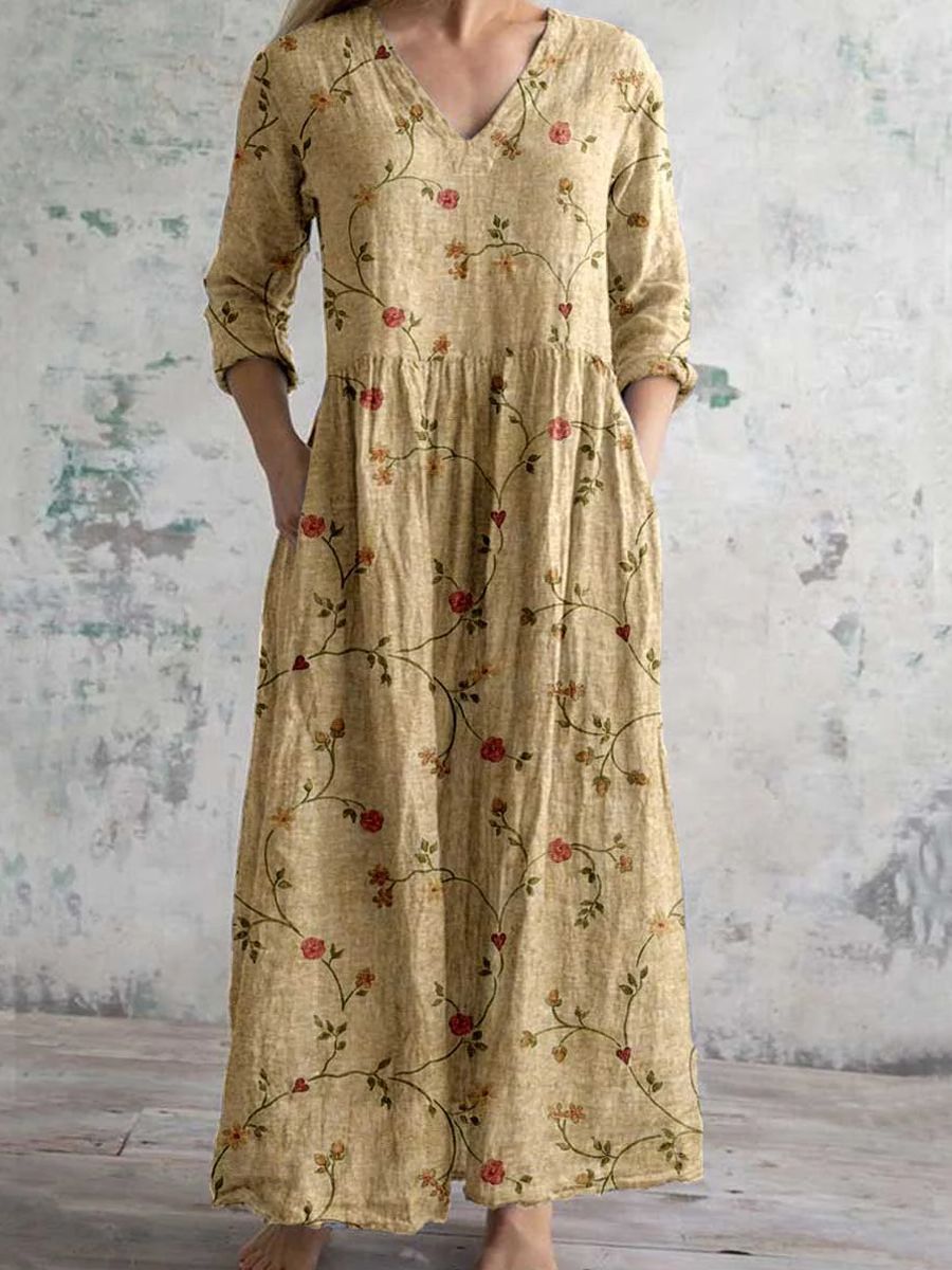 Women’s Dress | V-Neck Maxi Floral Print