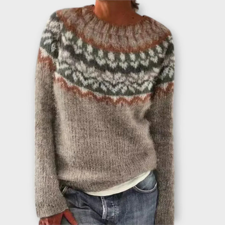 Women's Sweater | Patterned Crew Neckline