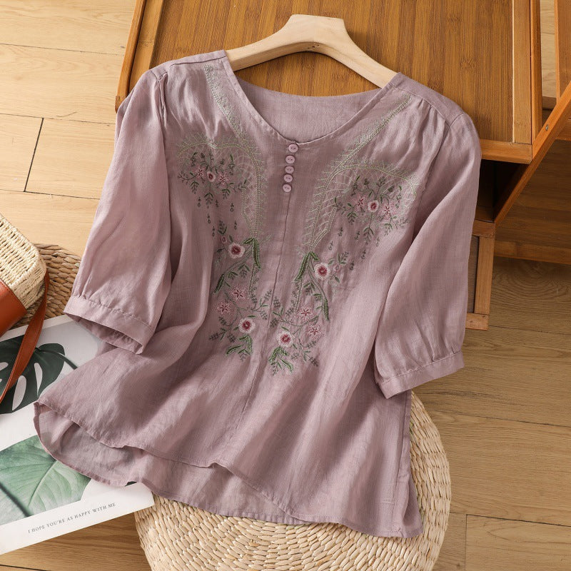 Women’s Blouse | Floral Front Embroidery  Detail