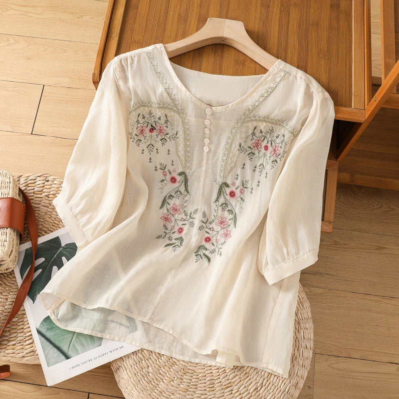Women’s Blouse | Floral Front Embroidery  Detail