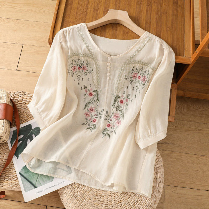 Women’s Blouse | Floral Front Embroidery  Detail