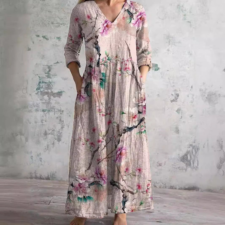 Women’s Dress | V-Neck Maxi Floral Print