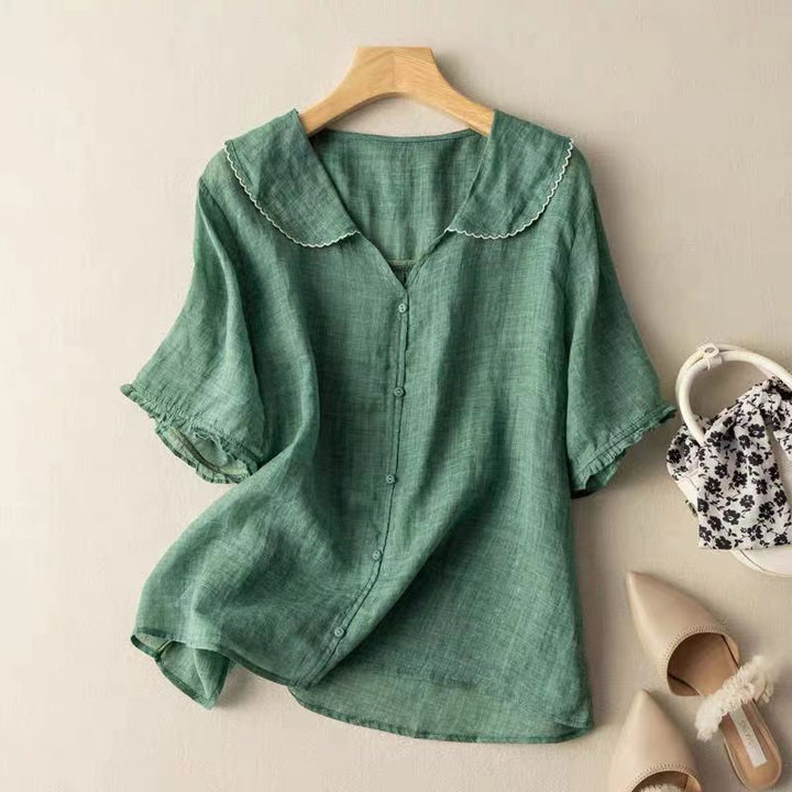 Women's Blouse | Front Scalloped Button Collar