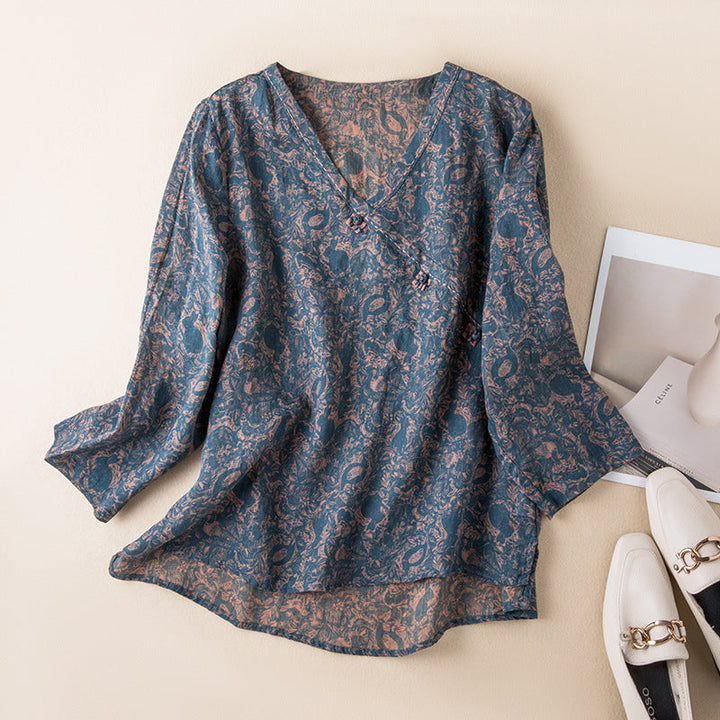 Women’s Blouse | Printed V-Neck