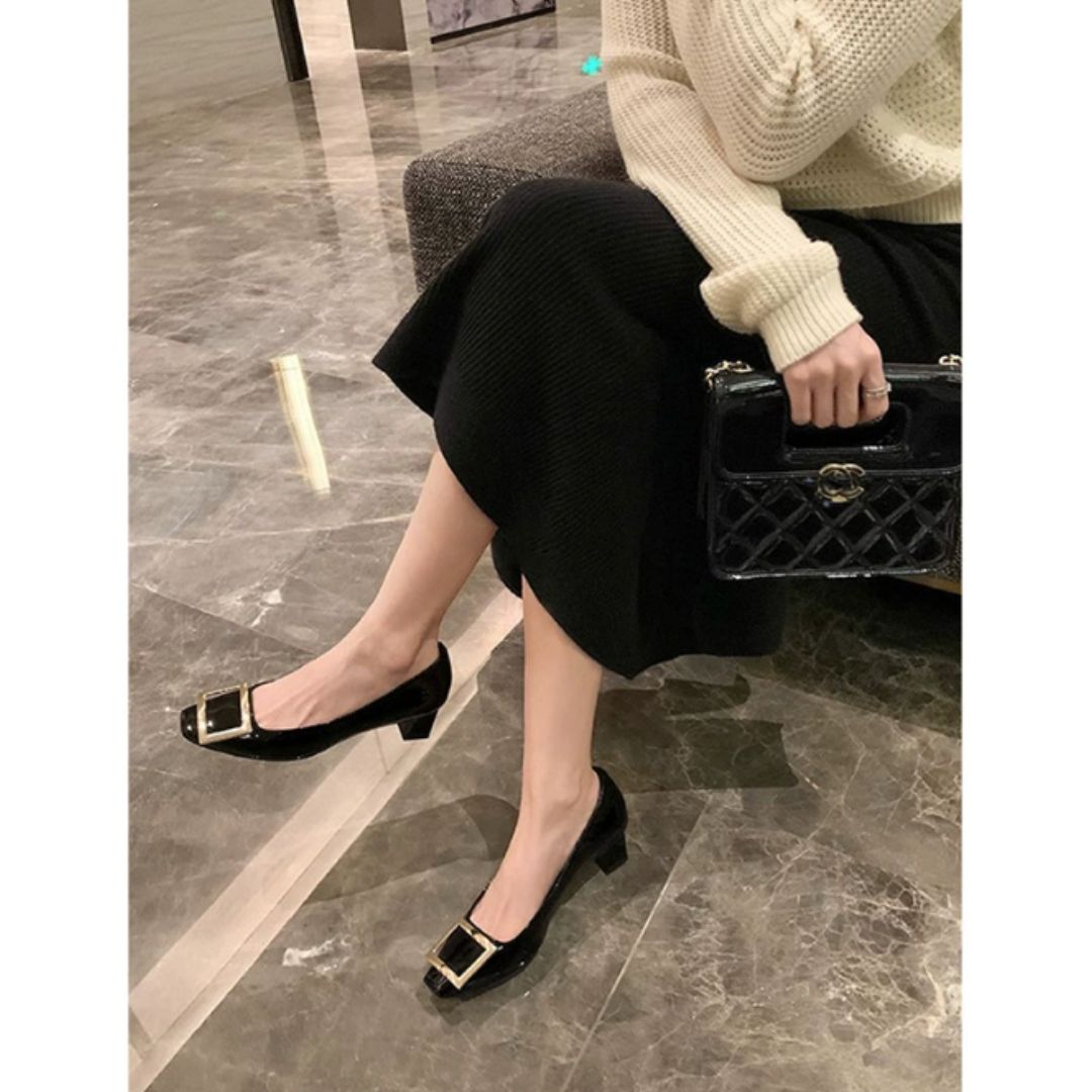 Heels For Women | Square Closed Toe Front Buckle