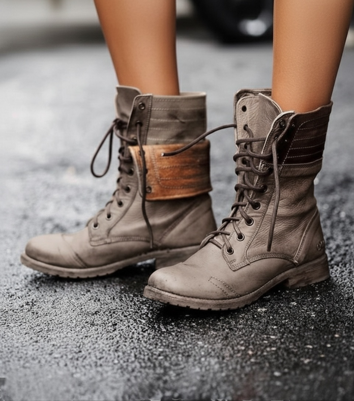 Boots For Women | Low Heel Lace-Up Design