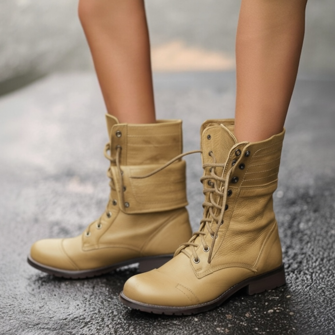 Boots For Women | Low Heel Lace-Up Design