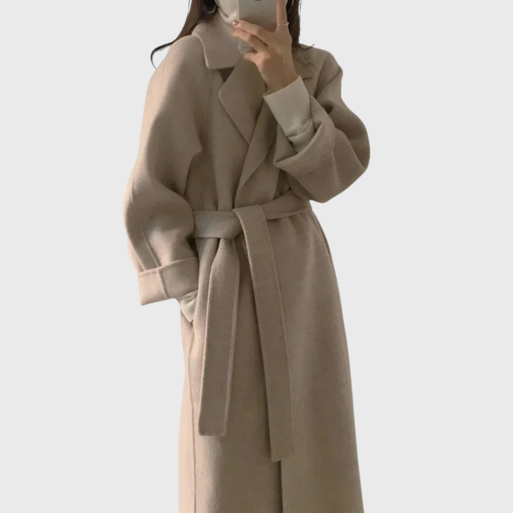 Women’s Coat | Lapel Neckline with Belted Waist