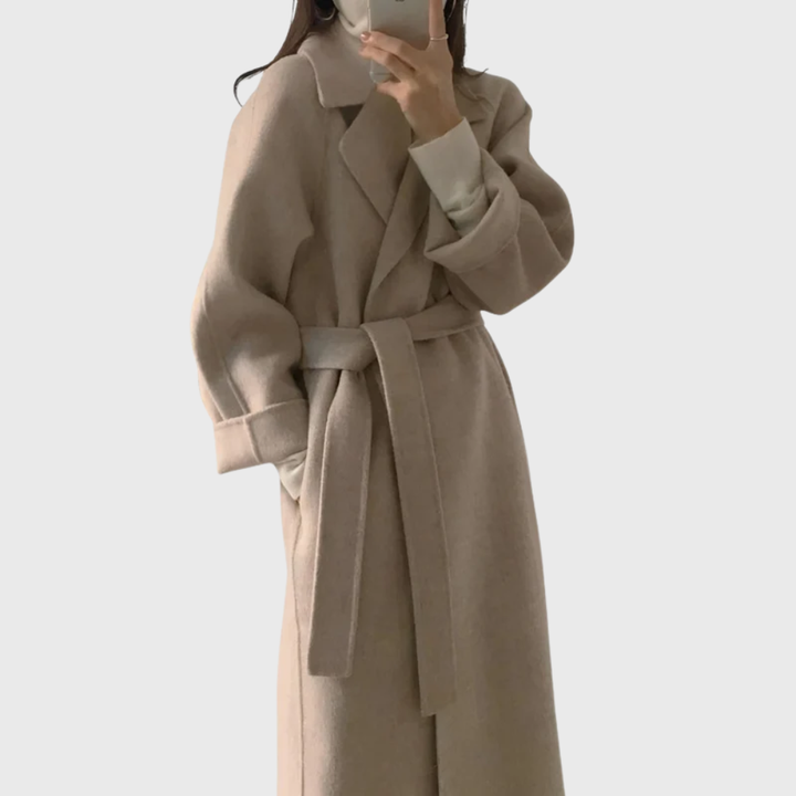 Women’s Coat | Lapel Neckline with Belted Waist