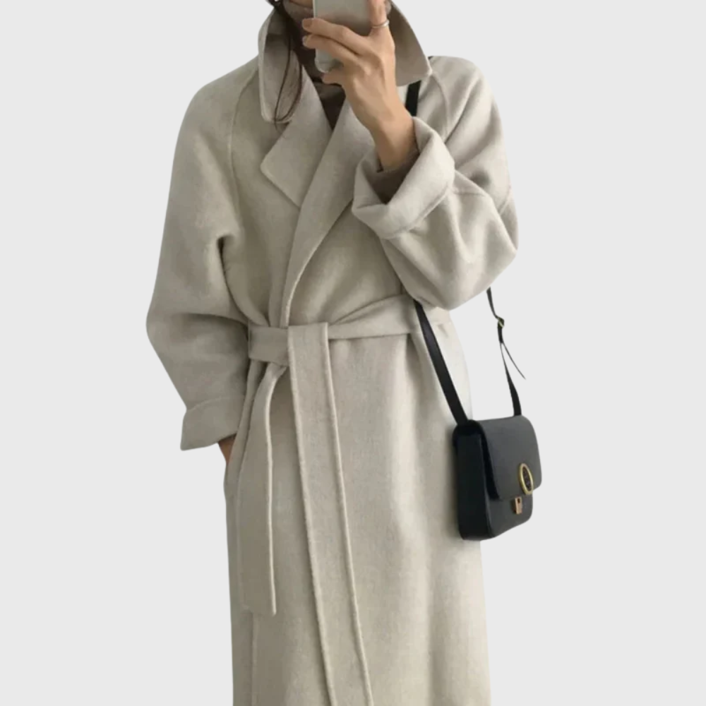 Women’s Coat | Lapel Neckline with Belted Waist