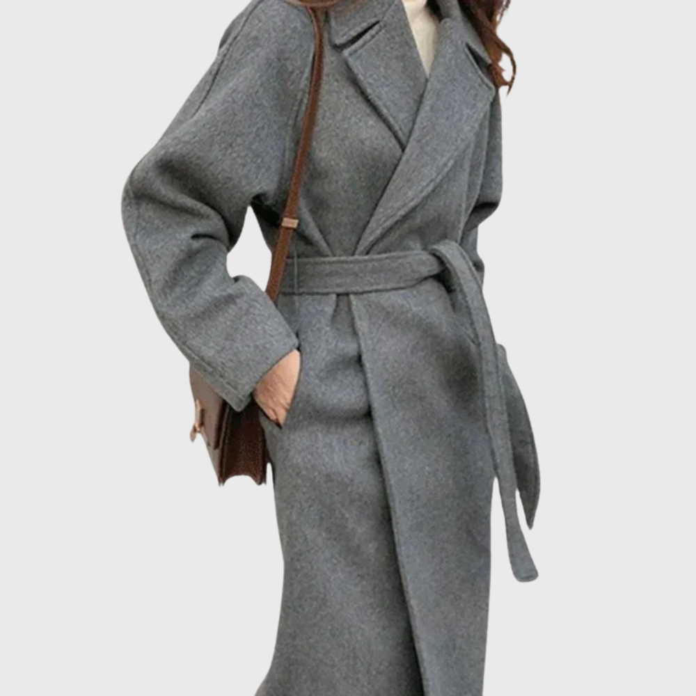 Women’s Coat | Lapel Neckline with Belted Waist