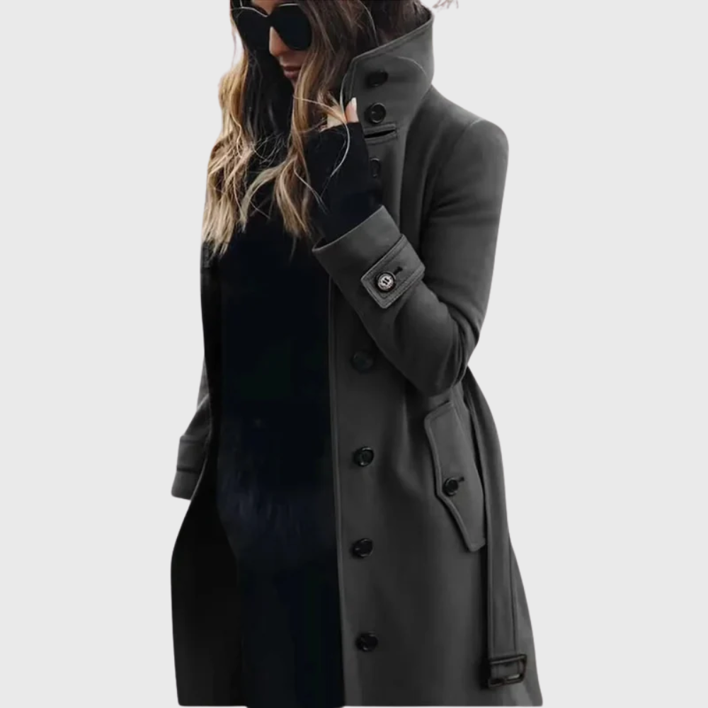 Women’s Coat | Front-Button Stand High Collar