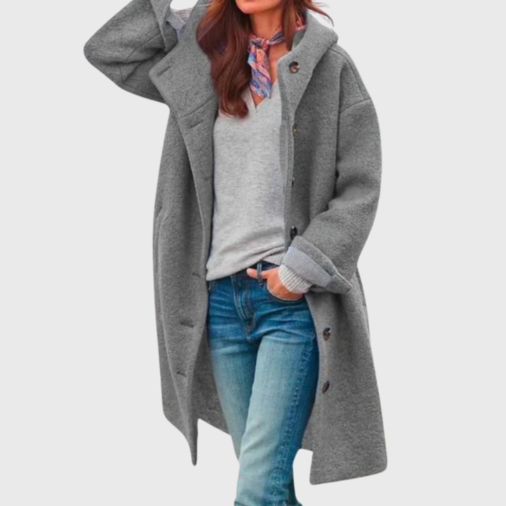 Women’s Coat | Button Hooded Longline