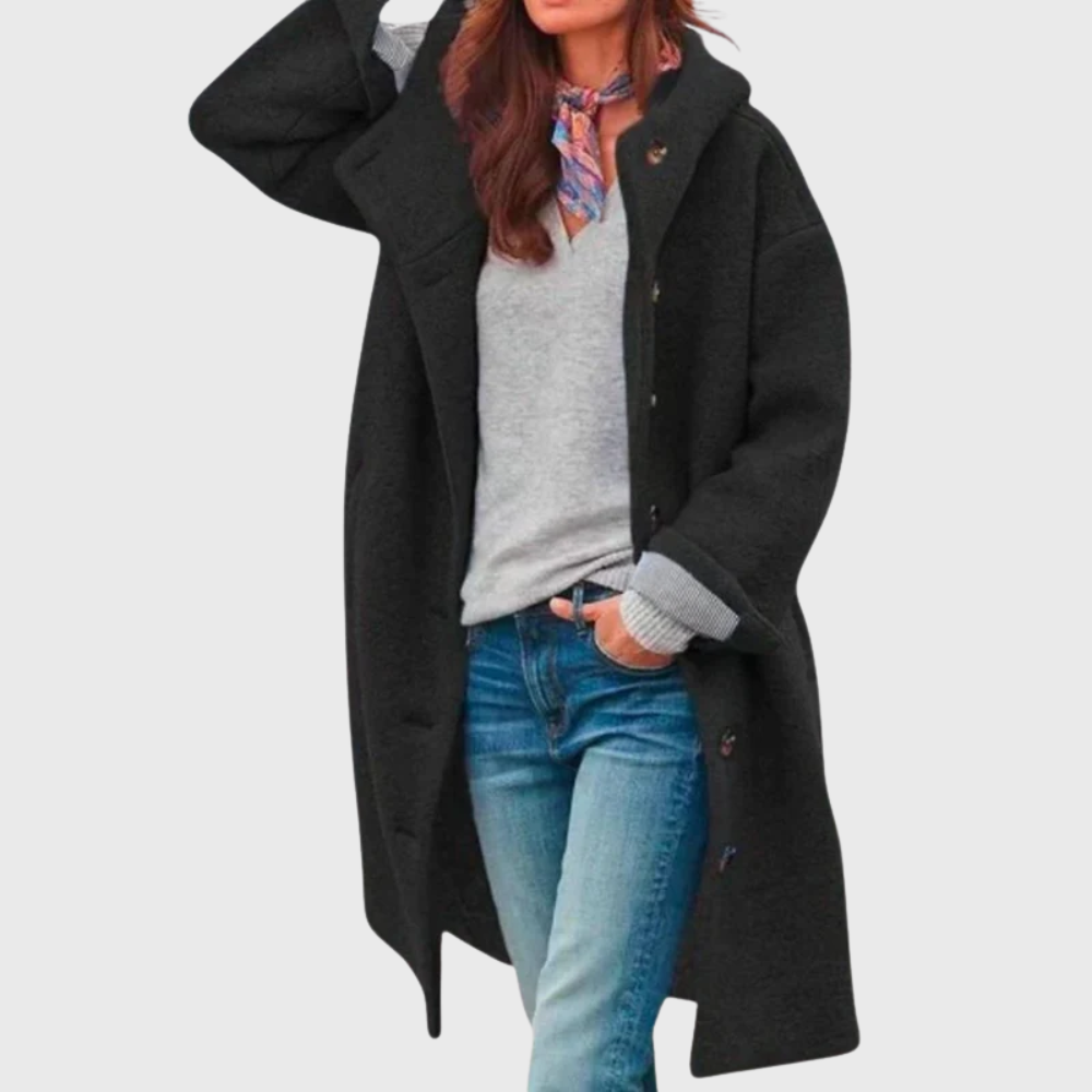 Women’s Coat | Button Hooded Longline