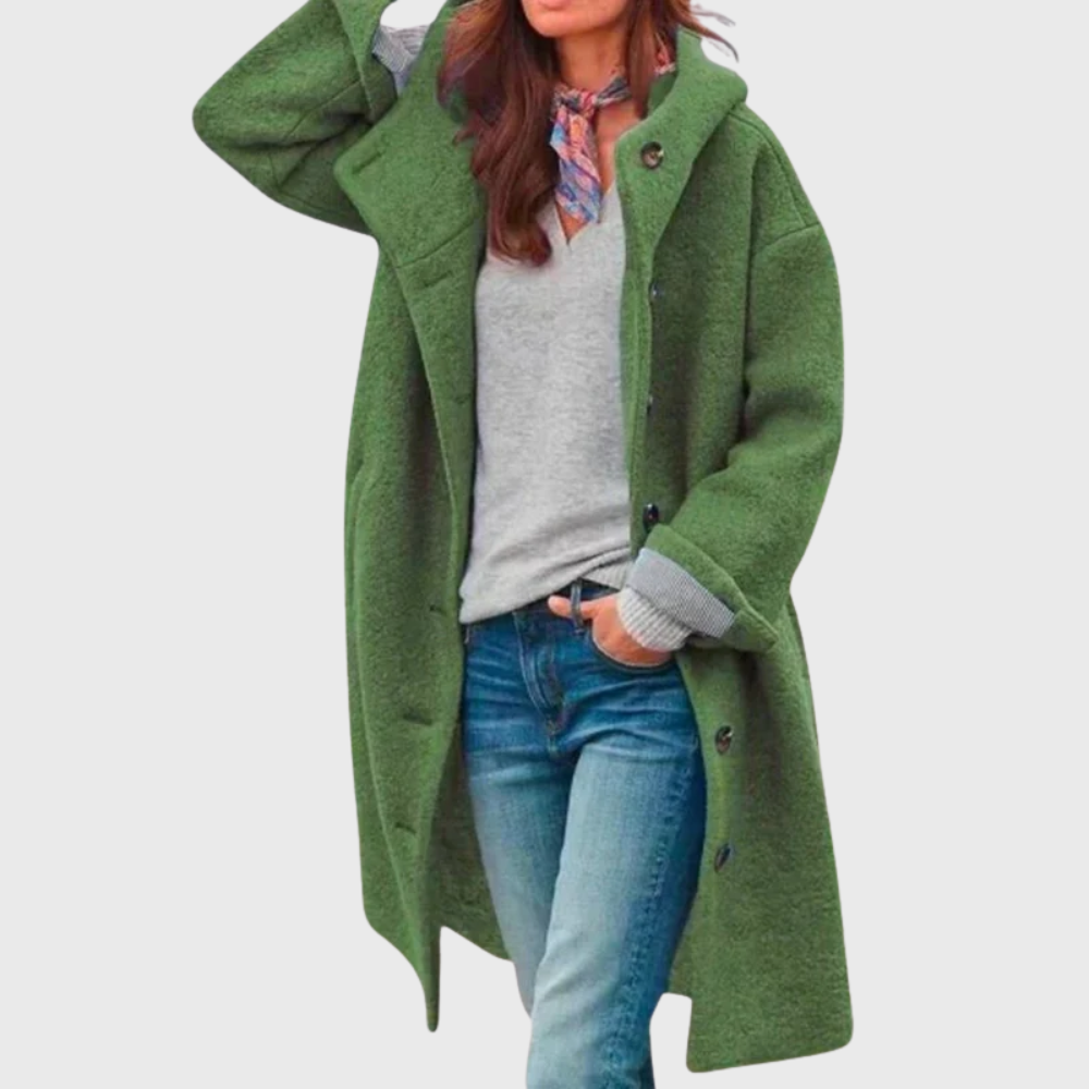 Women’s Coat | Button Hooded Longline
