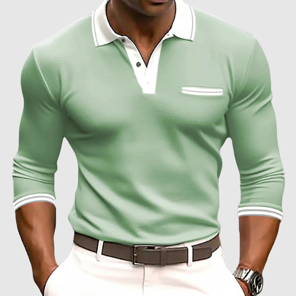 Men’s Polo Shirt | Contrast Collar Long Sleeve