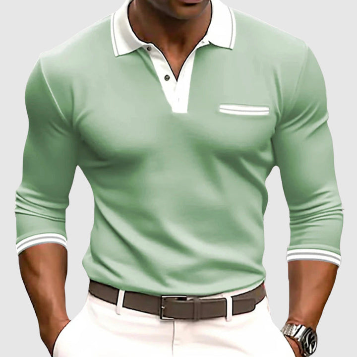 Men’s Polo Shirt | Contrast Collar Long Sleeve