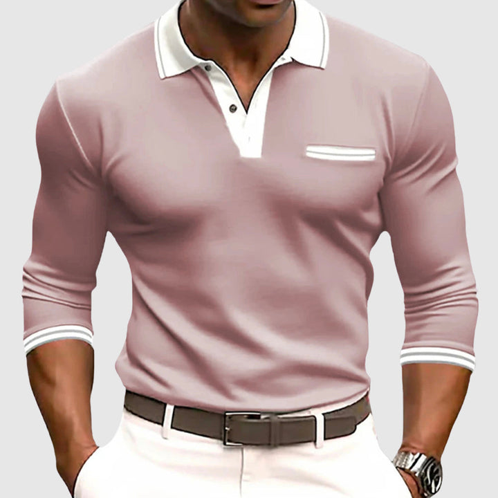 Men’s Polo Shirt | Contrast Collar Long Sleeve