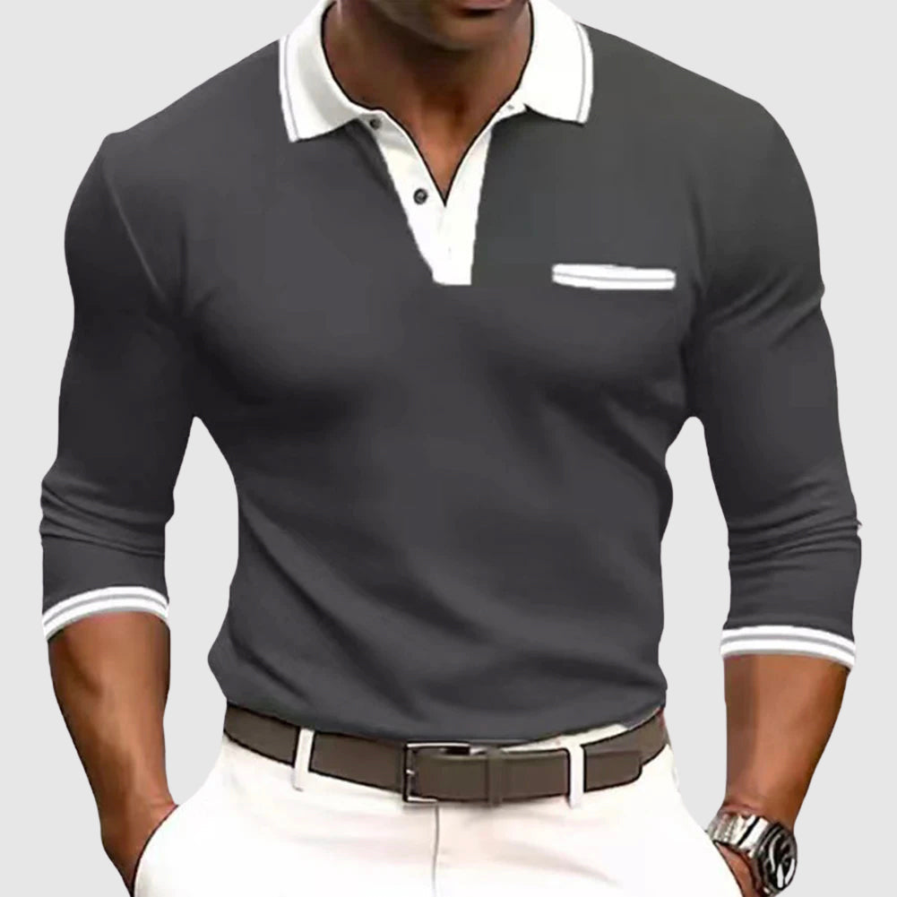 Men’s Polo Shirt | Contrast Collar Long Sleeve