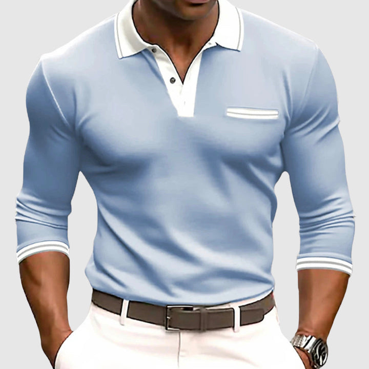 Men’s Polo Shirt | Contrast Collar Long Sleeve