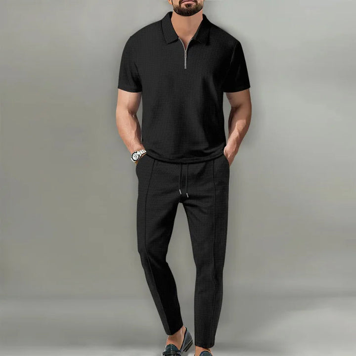 Men’s Two-Piece Set | Zip Polo And Trousers