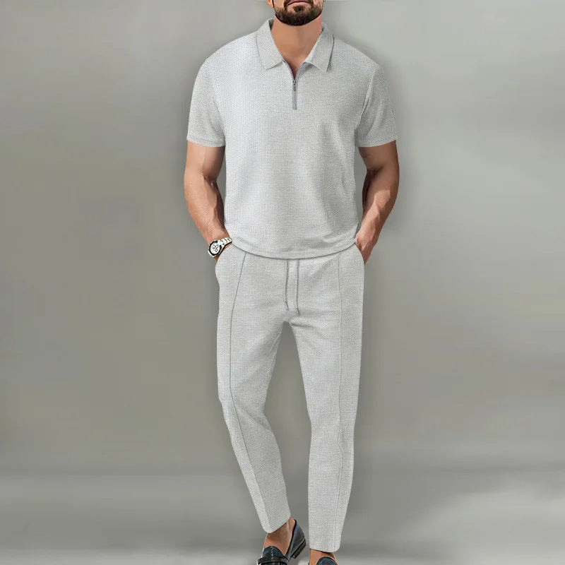 Men’s Two-Piece Set | Zip Polo And Trousers
