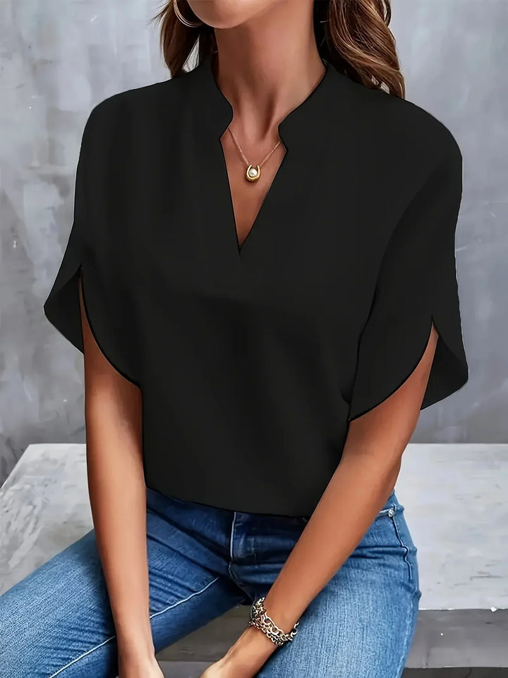 Women's Blouse | Split Neckline Short Sleeve