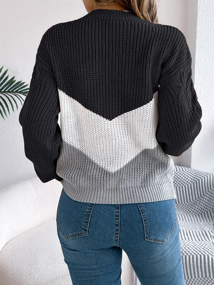 Women’s Sweater | Long Sleeve Contrast Panel