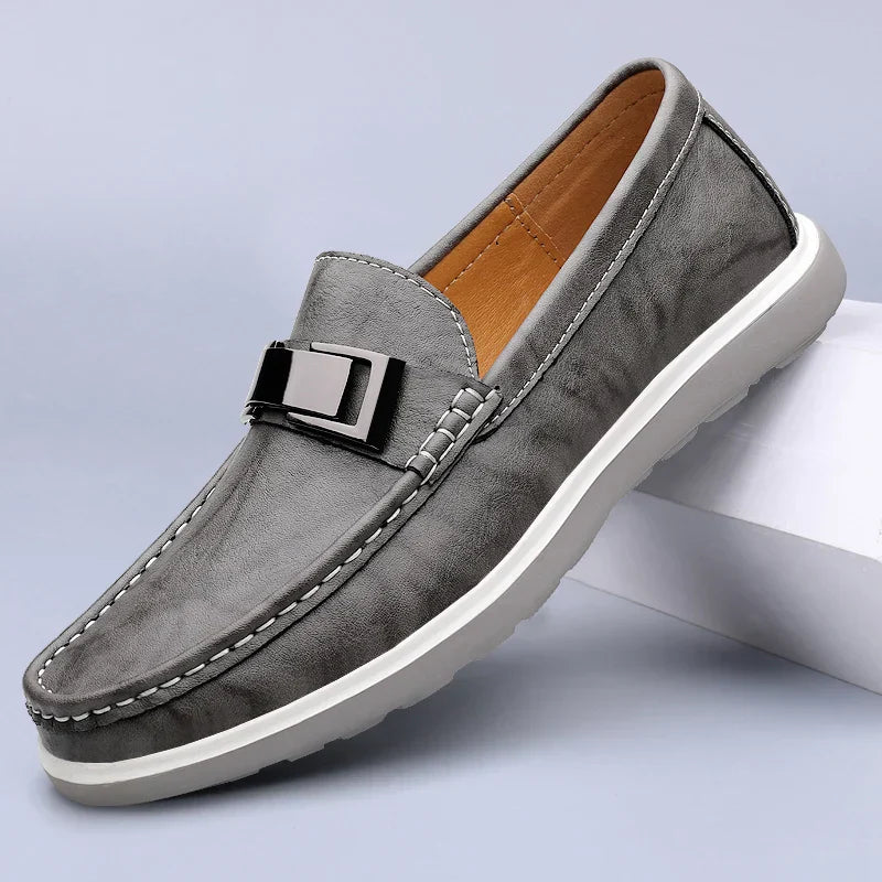 Men's Comfortable Loafers | Metal Bar Detail