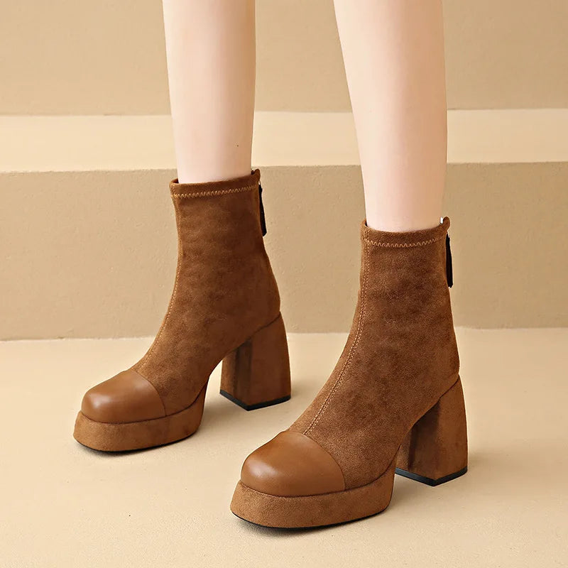 Boots For Women | Back Zip Closure Rounded Toe
