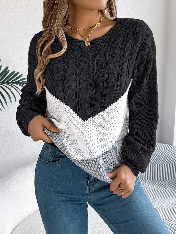 Women’s Sweater | Long Sleeve Contrast Panel