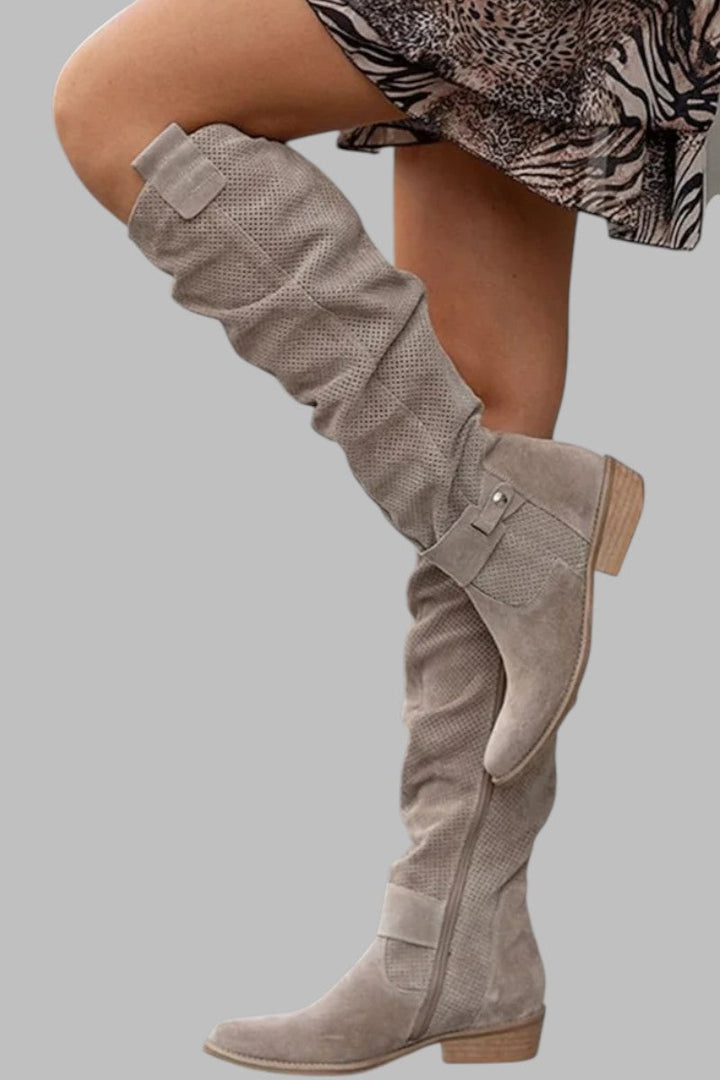 Knee High Boots for Women | Slouchy Shaft Block Heel