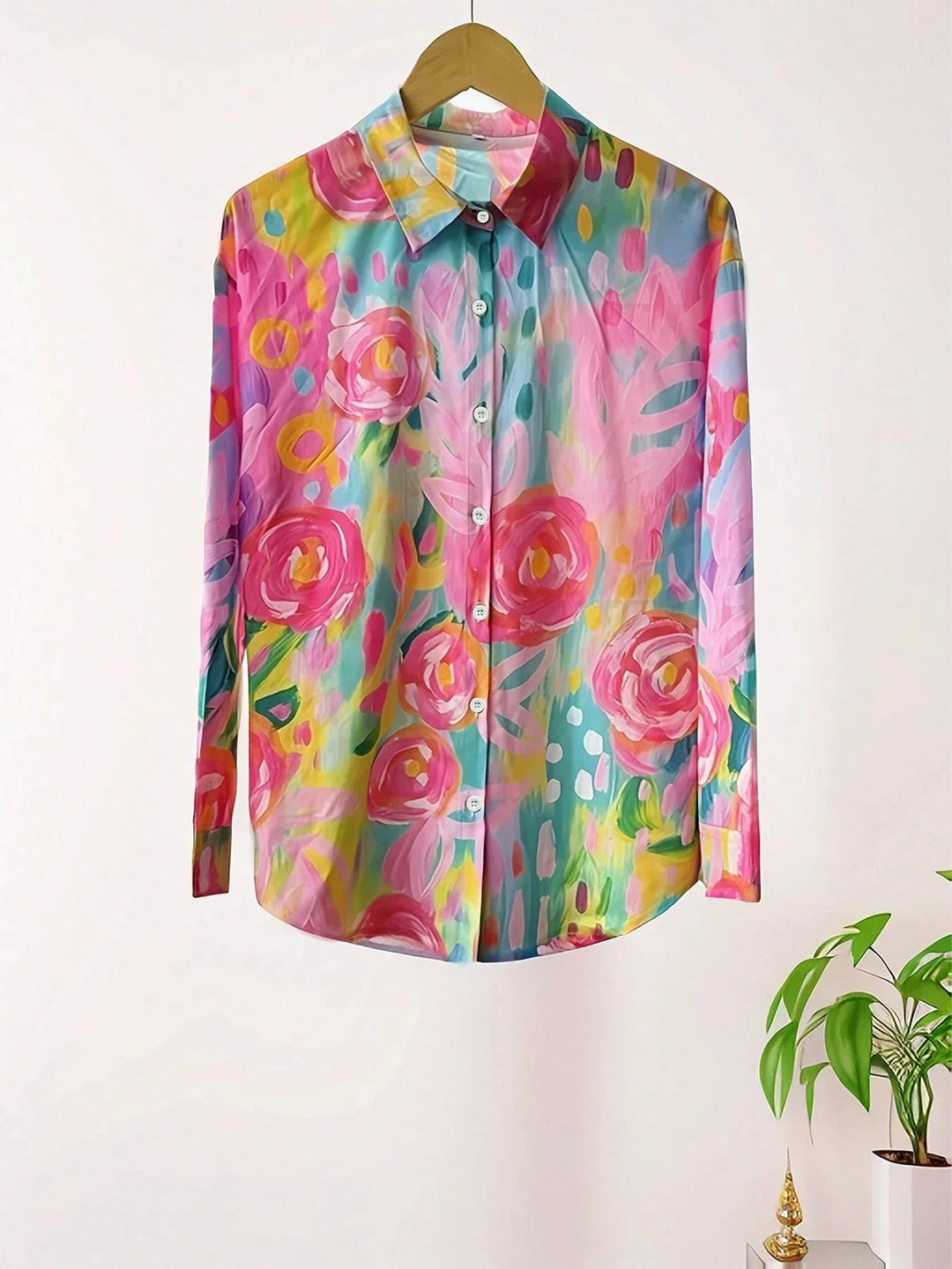 Women's Blouse | Button Front Abstract Print