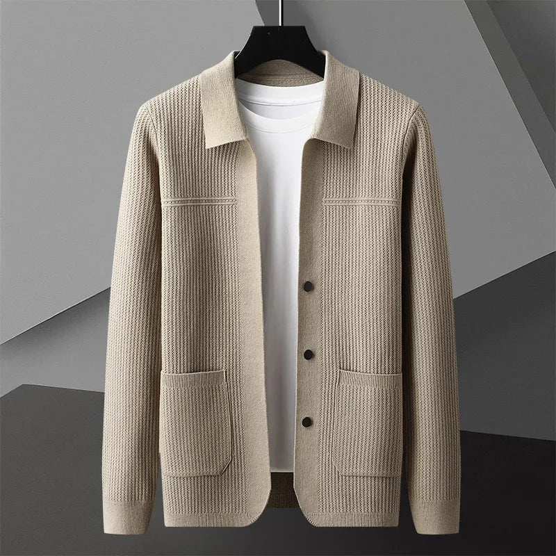 Men’s Cardigan | Textured Pocket Design