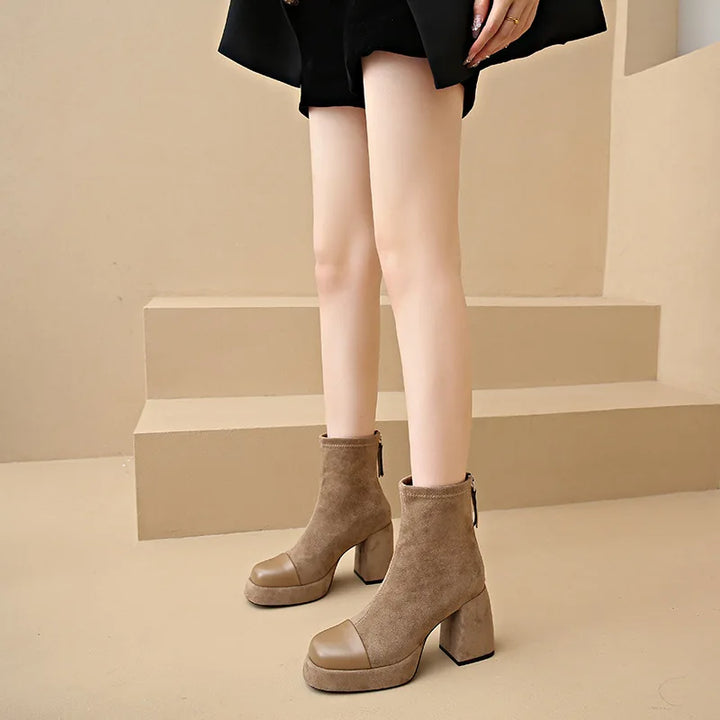 Boots For Women | Back Zip Closure Rounded Toe