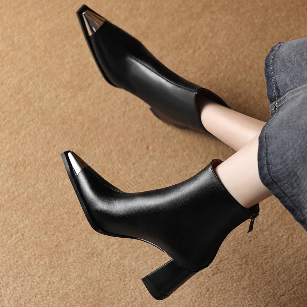Boots For Women | Block Heel Pointed Closed Toe