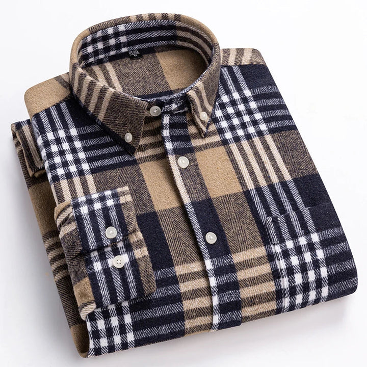 Men’s Long Sleeve Shirt | Plaid Button Front
