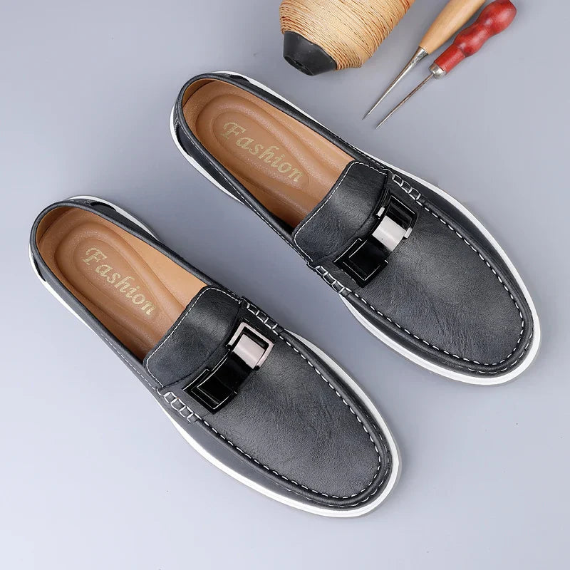 Men's Comfortable Loafers | Metal Bar Detail