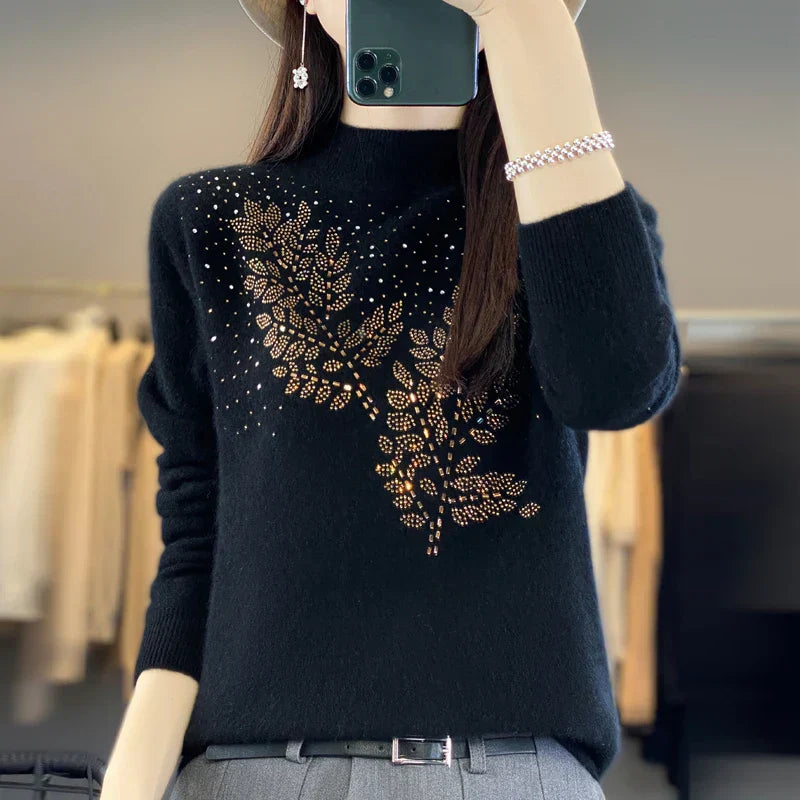 Women’s Sweater | Leaf-inspired Embellishment