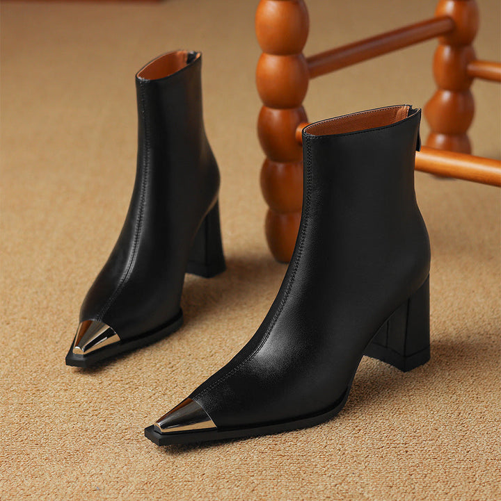 Boots For Women | Block Heel Pointed Closed Toe