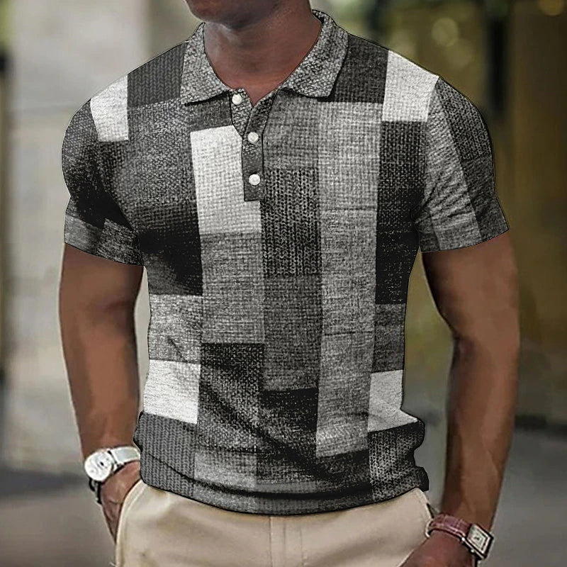 Men’s Polo Shirt | Patchwork Block Print