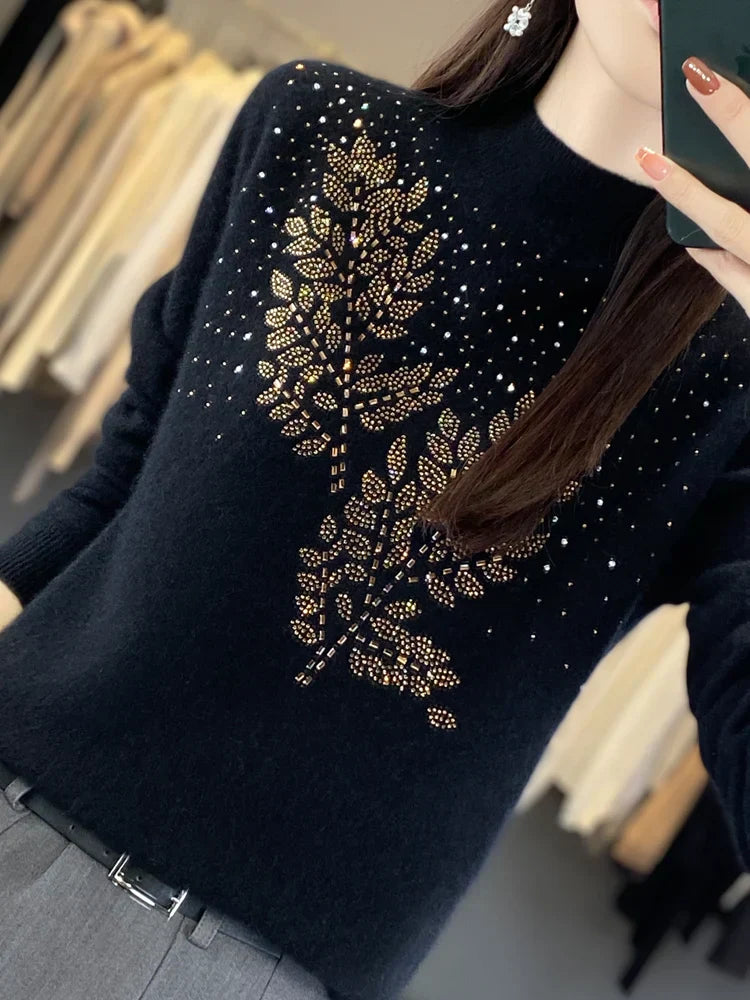 Women’s Sweater | Leaf-inspired Embellishment