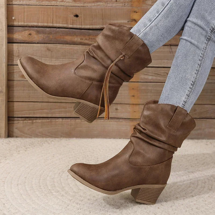 Boots for Women | Block Heel Side Tie