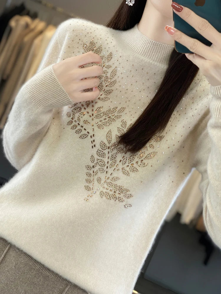 Women’s Sweater | Leaf-inspired Embellishment