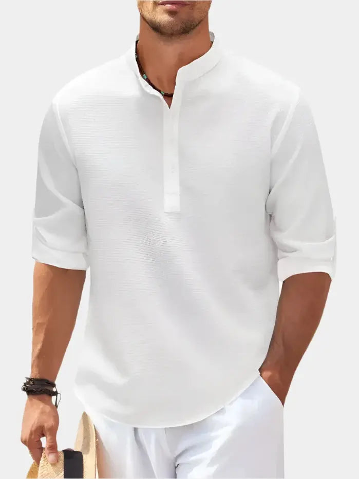 Men’s Shirt | Short Sleeve Stand Collar