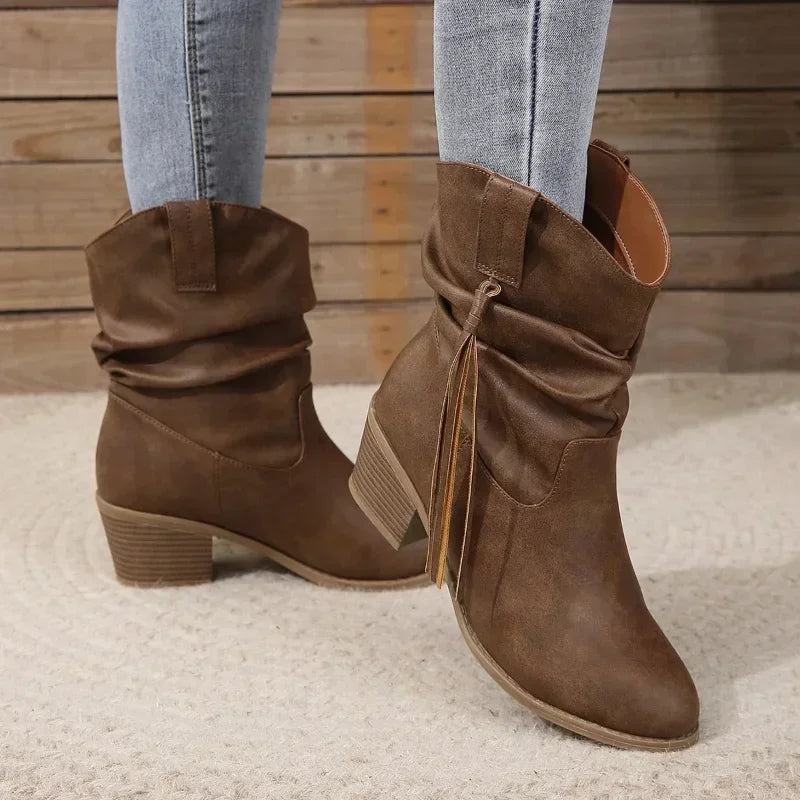 Boots for Women | Block Heel Side Tie