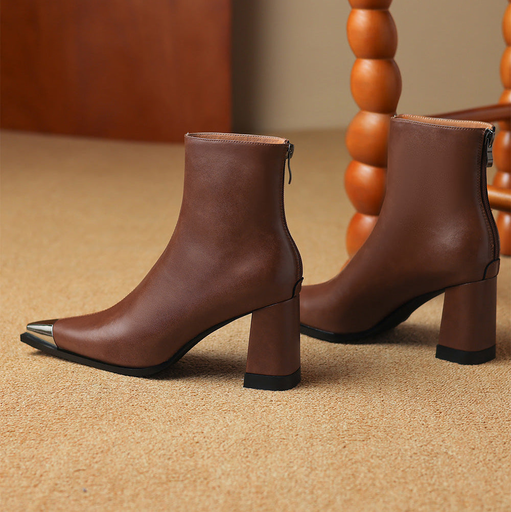 Boots For Women | Block Heel Pointed Closed Toe
